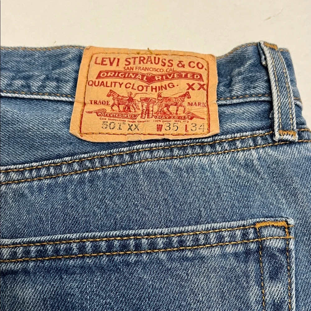Y2K LEVI’S 501xx VINTAGE STRAIGHT LEG GRUNGE DISTRESSED BUTTON FLY JEANS 32x30